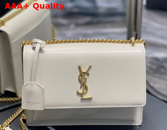 Saint Laurent Sunset Medium in Smooth Leather Blanc Vintage Replica