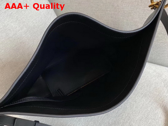 Saint Laurent Tag Hobo Bag in Black Smooth Saddle Leather Replica