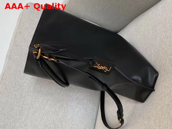 Saint Laurent Tag Hobo Bag in Black Smooth Saddle Leather Replica