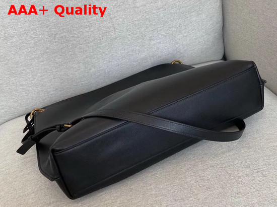 Saint Laurent Tag Hobo Bag in Black Smooth Saddle Leather Replica