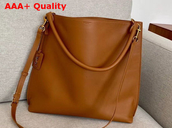 Saint Laurent Tag Hobo Bag in Camel Smooth Saddle Leather Replica