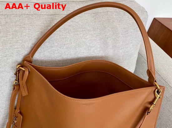 Saint Laurent Tag Hobo Bag in Camel Smooth Saddle Leather Replica