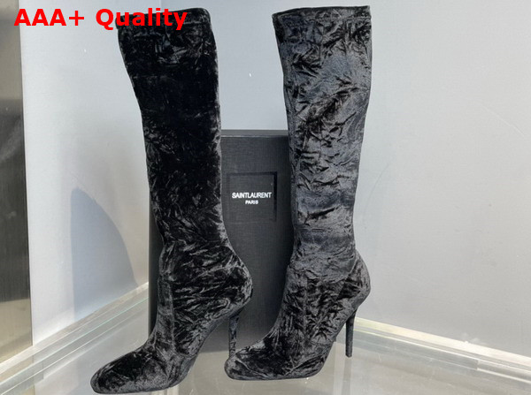 Saint Laurent Talia Boots in Velvet Noir Replica