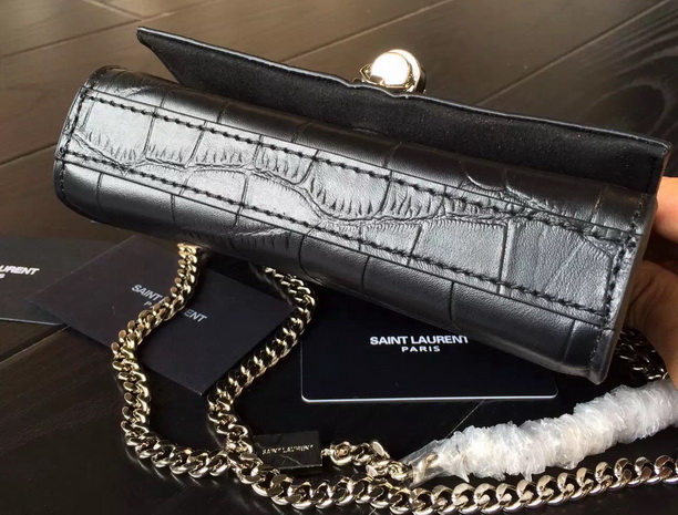 Saint Laurent Tassel Satchel In Black Crocodile for Sale