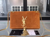 Saint Laurent Tassel Satchel Suede Leather Brown for Sale