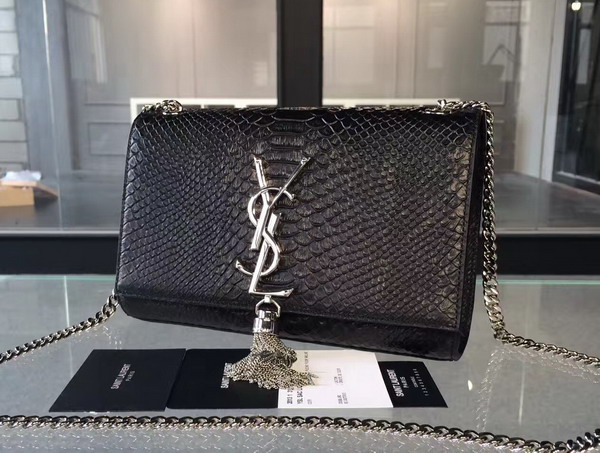 Saint Laurent Tassel Satchel in Black Sanke Print Leather for Sale