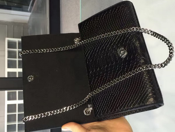 Saint Laurent Tassel Satchel in Black Sanke Print Leather for Sale