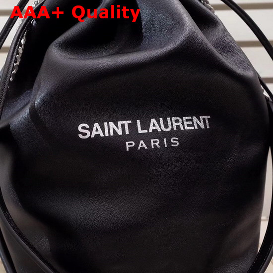 Saint Laurent Teddy Drawstring Bag in Black Smooth Leather Replica