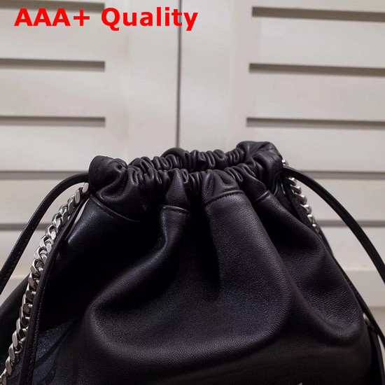 Saint Laurent Teddy Drawstring Bag in Black Smooth Leather Replica