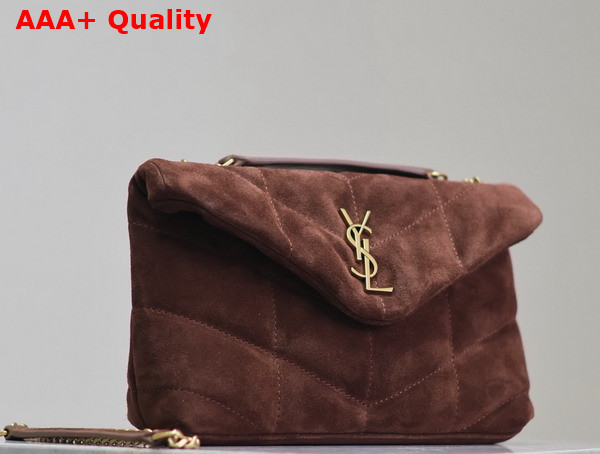 Saint Laurent Toy Puffer Bag in Brown Suede Leather Replica