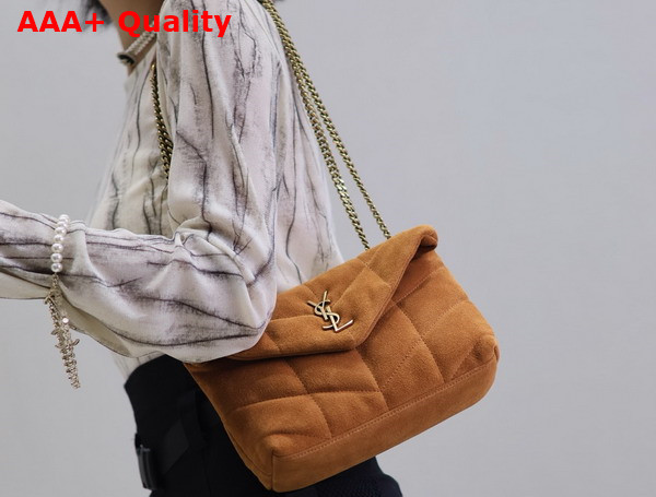 Saint Laurent Toy Puffer Bag in Camel Suede Leather Replica