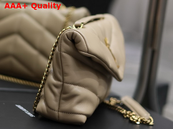 Saint Laurent Toy Puffer in Dark Beige Lambskin Replica