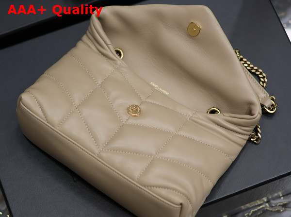 Saint Laurent Toy Puffer in Dark Beige Lambskin Replica