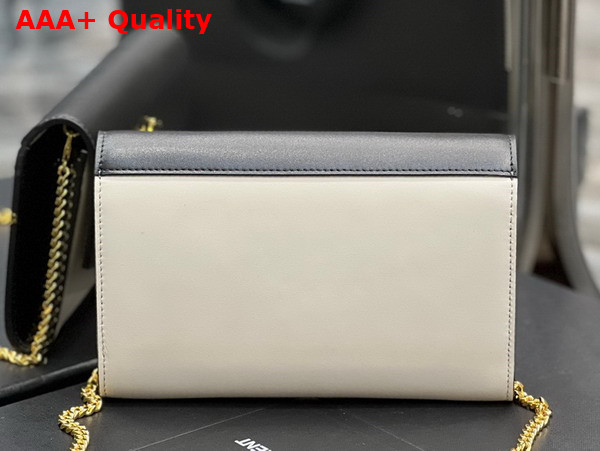 Saint Laurent Uptown Chain Wallet in Black and Blanc Smooth Leather Replica