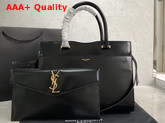 Saint Laurent Uptown Mediun Tote in Black Shiny Smooth Leather Replica