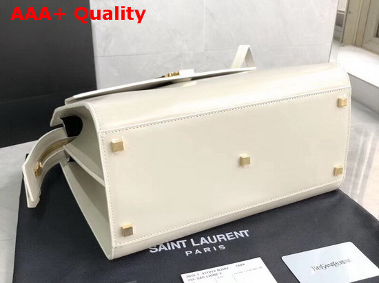 Saint Laurent Uptown Mediun Tote in Blanc Vintage Shiny Smooth Leather Replica