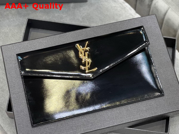 Saint Laurent Uptown Pouch in Black Patent Leather Replica