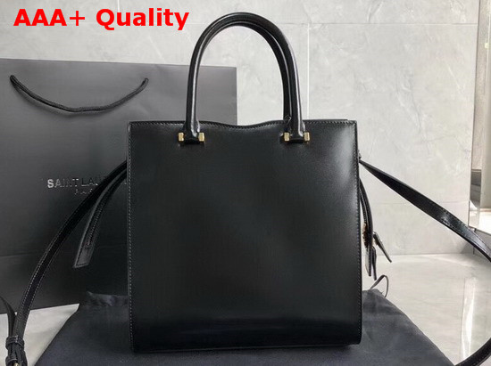 Saint Laurent Uptown Small Tote in Black Shiny Smooth Leather Replica