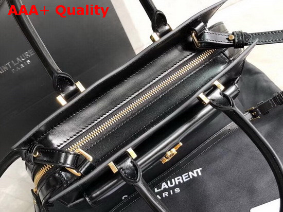 Saint Laurent Uptown Small Tote in Black Shiny Smooth Leather Replica