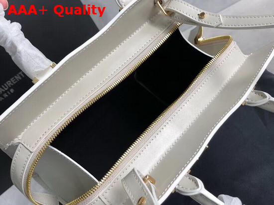 Saint Laurent Uptown Small Tote in Blanc Vintage Shiny Smooth Leather Replica