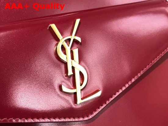 Saint Laurent Uptown Small Tote in Garnet Shiny Smooth Leather Replica