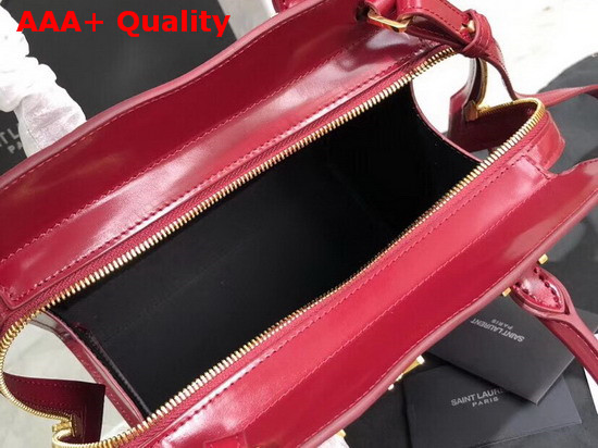 Saint Laurent Uptown Small Tote in Garnet Shiny Smooth Leather Replica