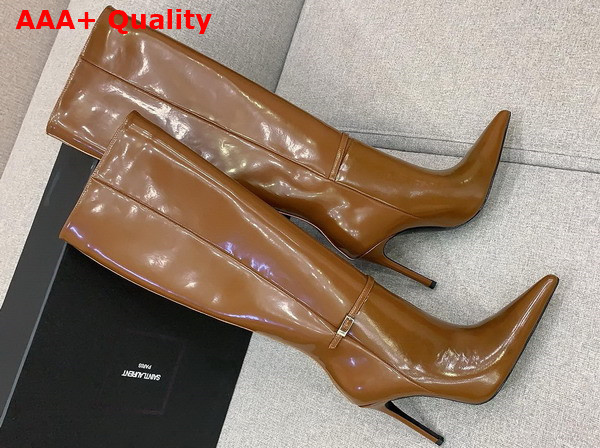 Saint Laurent Vendome Boots in Argile Glazed Leather Replica