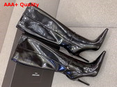 Saint Laurent Vendome Boots in Black Glazed Leather Replica