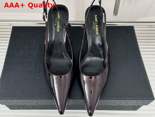 Saint Laurent Vendome Slingback Pumps in Marron Glace Glazed Leather Replica