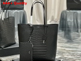 Saint Laurent Vertical Shopping Bag in Black Crocolile Embossed Leather Replica