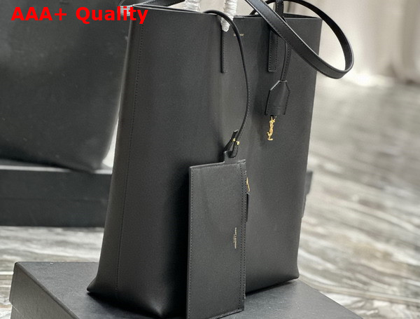 Saint Laurent Vertical Shopping Tote Bag in Black Saint Laurent Leather Replica