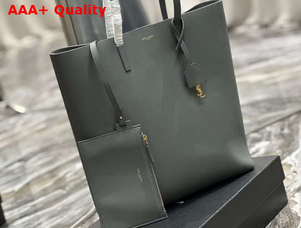 Saint Laurent Vertical Shopping Tote Bag in Storm Saint Laurent Leather Replica