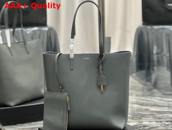 Saint Laurent Vertical Shopping Tote Bag in Storm Saint Laurent Leather Replica