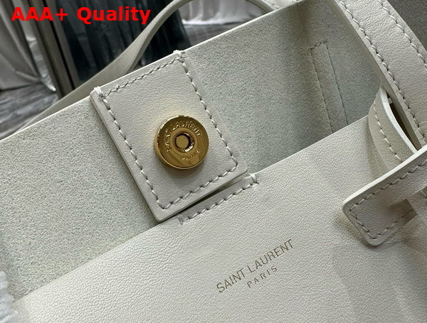 Saint Laurent Vertical Shopping Tote Bag in Vintage White Saint Laurent Leather Replica