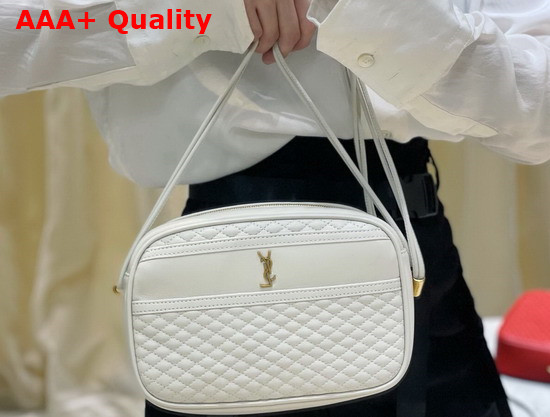 Saint Laurent Victoire Camera Bag in Quilted Lambskin Blanc Vintage Replica