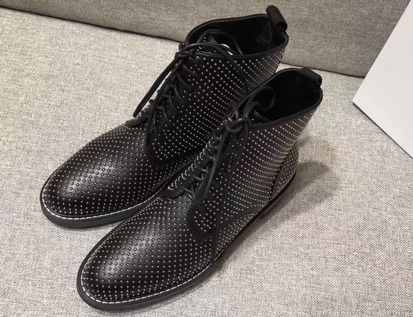 Saint Laurent William 25 Studded Lace Up Boot in Black Leather For Sale