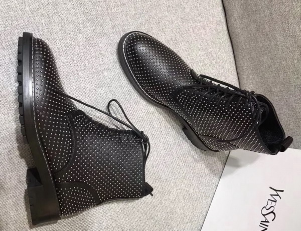 Saint Laurent William 25 Studded Lace Up Boot in Black Leather For Sale