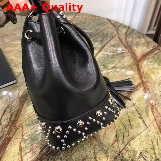 Saint Laurent Y Studded Small Bucket Bag in Black Calfskin Replica