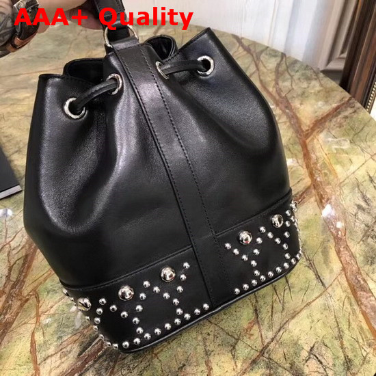 Saint Laurent Y Studded Small Bucket Bag in Black Calfskin Replica