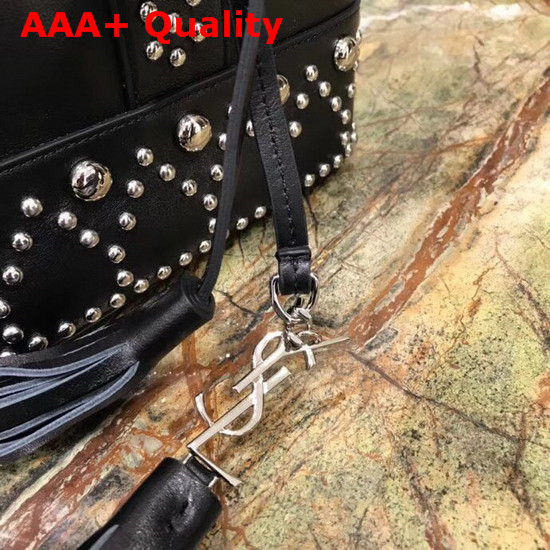 Saint Laurent Y Studded Small Bucket Bag in Black Calfskin Replica