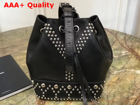 Saint Laurent Y Studded Small Bucket Bag in Black Calfskin Replica