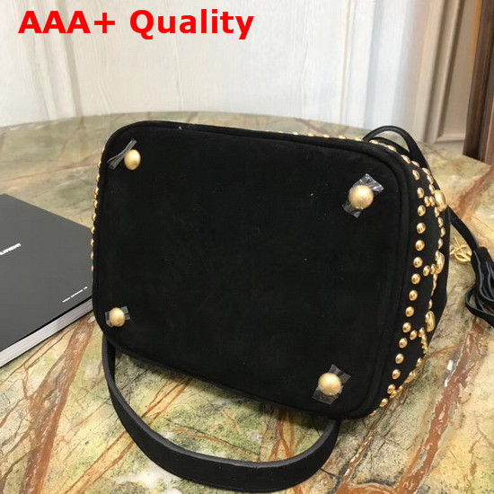 Saint Laurent Y Studded Small Bucket Bag in Black Suede Replica