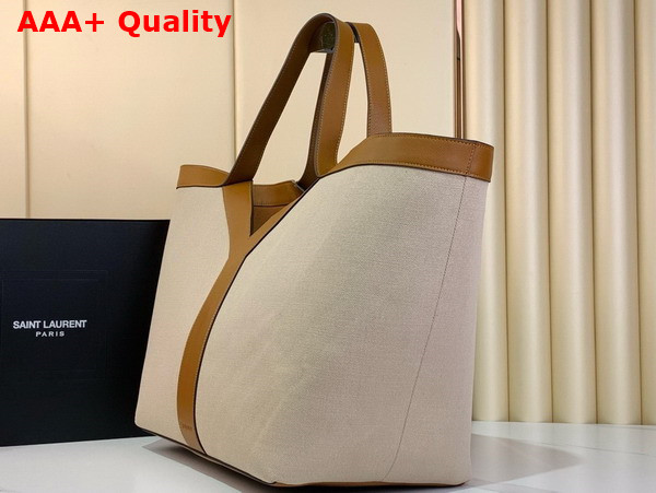 Saint Laurent Y Tote in Natural Beige Canvas and Leather Replica