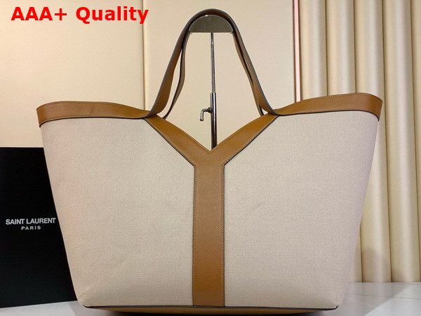 Saint Laurent Y Tote in Natural Beige Canvas and Leather Replica