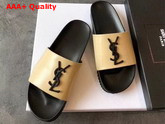 Saint Laurent YSL Logo Mules in Beige Replica