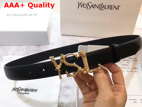 Saint Laurent YSL Monogram Logo Buckle Belt in Black Smooth Leather Replica