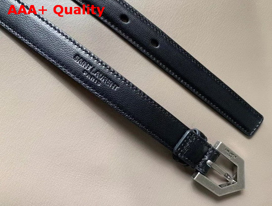 Saint Triangle Buckle Belt in Soft Lambskin Black Replica