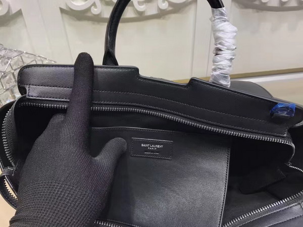 Small Monogram Saint Laurent Downtown Cabas Bag in Black Leather and Crocodile Embossed Leather For Sale