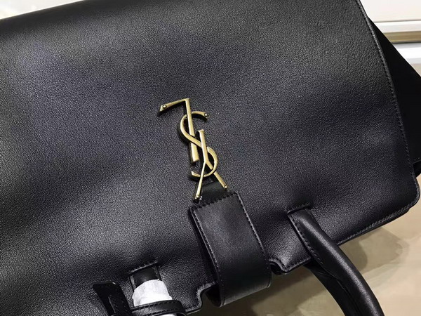 Small Monogram Saint Laurent Downtown Cabas Bag in Black Leather and Suede For Sale