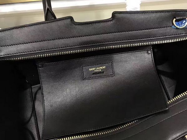 Small Monogram Saint Laurent Downtown Cabas Bag in Black Leather and Suede For Sale